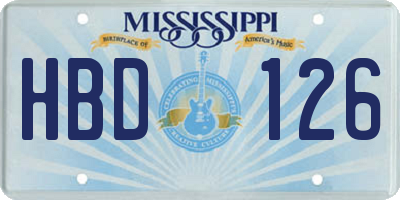 MS license plate HBD126