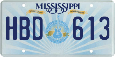 MS license plate HBD613