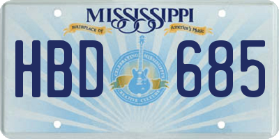 MS license plate HBD685