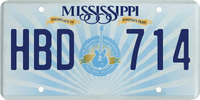 MS license plate HBD714