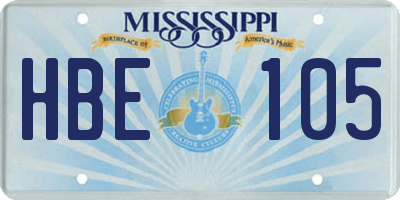MS license plate HBE105