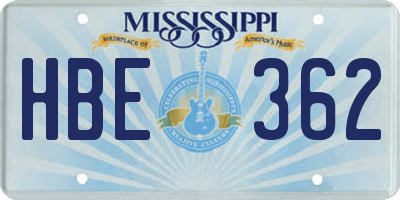 MS license plate HBE362