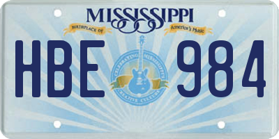 MS license plate HBE984
