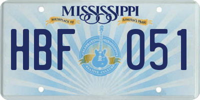 MS license plate HBF051