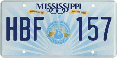 MS license plate HBF157
