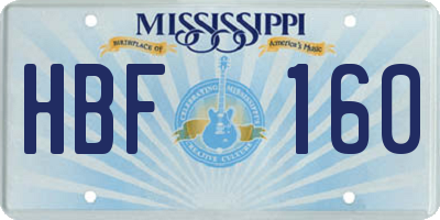 MS license plate HBF160