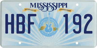 MS license plate HBF192