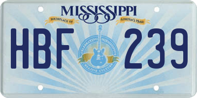 MS license plate HBF239