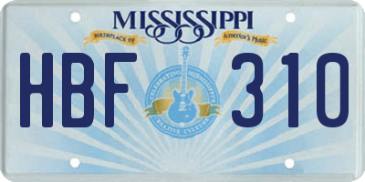 MS license plate HBF310