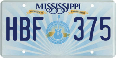 MS license plate HBF375
