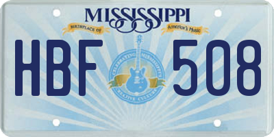 MS license plate HBF508