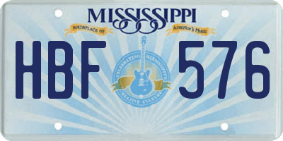MS license plate HBF576