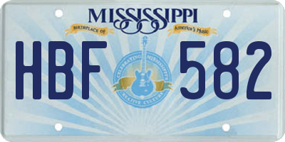 MS license plate HBF582