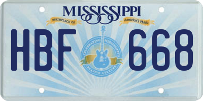 MS license plate HBF668