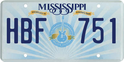 MS license plate HBF751