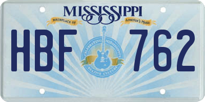 MS license plate HBF762