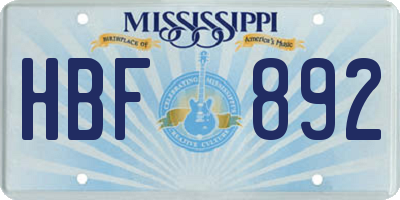 MS license plate HBF892