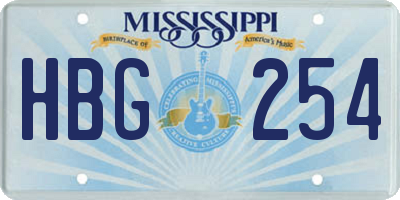 MS license plate HBG254