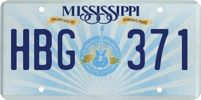 MS license plate HBG371