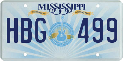 MS license plate HBG499