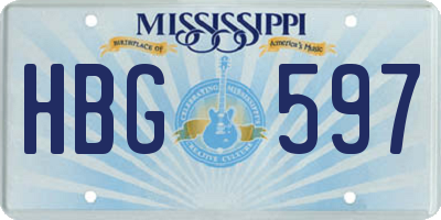 MS license plate HBG597