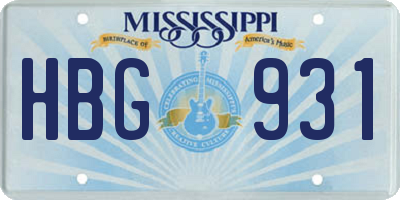 MS license plate HBG931
