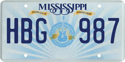 MS license plate HBG987
