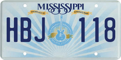 MS license plate HBJ118