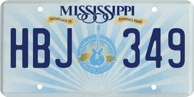 MS license plate HBJ349