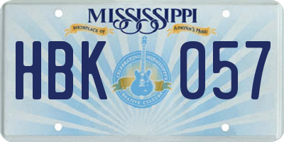 MS license plate HBK057