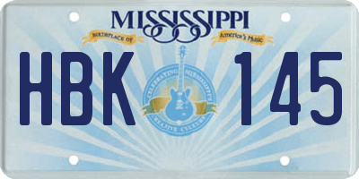 MS license plate HBK145