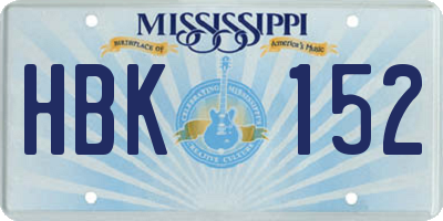 MS license plate HBK152