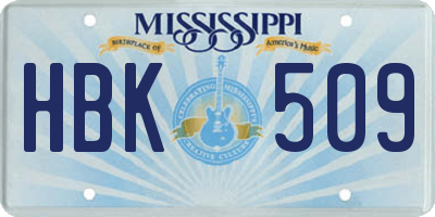 MS license plate HBK509