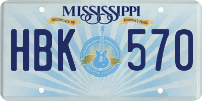 MS license plate HBK570