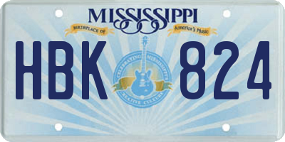 MS license plate HBK824