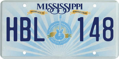 MS license plate HBL148