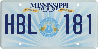 MS license plate HBL181