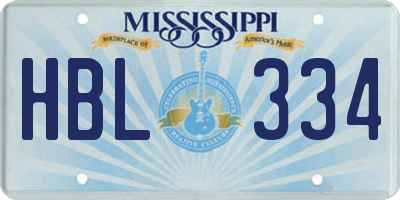 MS license plate HBL334