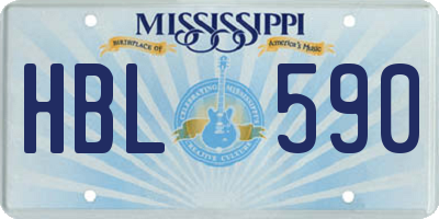 MS license plate HBL590