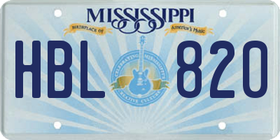 MS license plate HBL820