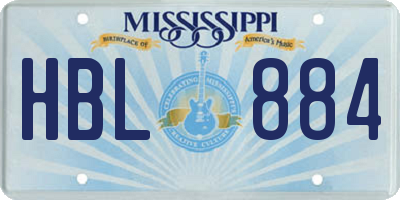 MS license plate HBL884