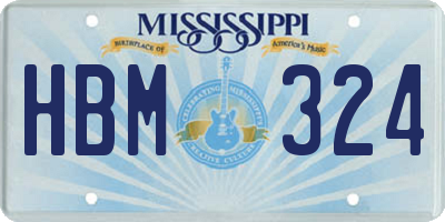 MS license plate HBM324