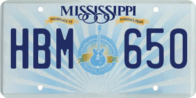 MS license plate HBM650