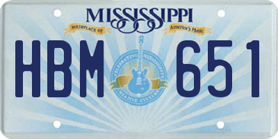 MS license plate HBM651