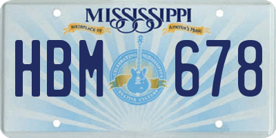 MS license plate HBM678