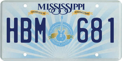 MS license plate HBM681