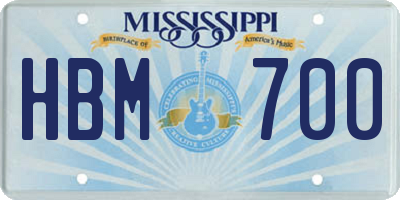 MS license plate HBM700