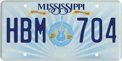 MS license plate HBM704