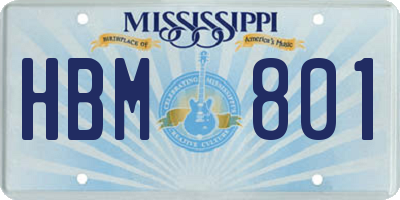 MS license plate HBM801