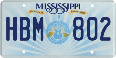 MS license plate HBM802